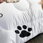 Cute Dog Comforter Set, Cartoon Paw and Bone Print Bedding Home Decor, Pet Puppy White Comforter Queen Size - Image 8