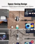 Power Strip Tower Surge Protector, SUPERDANNY Desktop Charging Station, 6.5 Ft Flat Plug Extension Cord, 9 Outlets, 4 USB (2 USB-C), 1080J, Multiple Protections Outlet Extender for Home, Office, Dorm - Image 5