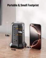 Power Strip Tower Surge Protector, SUPERDANNY Desktop Charging Station, 6.5 Ft Flat Plug Extension Cord, 9 Outlets, 4 USB (2 USB-C), 1080J, Multiple Protections Outlet Extender for Home, Office, Dorm - Image 7