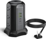 Power Strip Tower Surge Protector, SUPERDANNY Desktop Charging Station, 6.5 Ft Flat Plug Extension Cord, 9 Outlets, 4 USB (2 USB-C), 1080J, Multiple Protections Outlet Extender for Home, Office, Dorm - Image 9