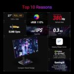 ASUS ROG Strix 27” 1080P USB-C Gaming Monitor (XG279CNS) - Full HD, IPS, 380Hz, 0.3ms, Extreme Low Motion Blur Sync, DisplayHDR™ 400, Tripod Socket, DisplayWidget Center, 3 yr Warranty - Image 3