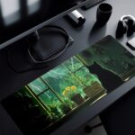 Green Black Cat Mouse Pad Abstract Green Mouse Pad 31.5x11.8 Inch Cat Texture Non-Slip Rubber Base Large Mousepad Stitched Edges Keyboard Mouse Mat Desk Pad for Office and Home - Image 9