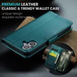 Flip Case for iPhone 16 Plus, [RFID Blocking] PU Leather Wallet Flip Folio Case with Card Holder Kickstand Shockproof Phone Cover for Men Women for iPhone 16 Plus Case 6.7 inch (Teal) - Image 7