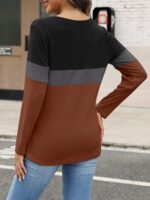 ORANDESIGNE Women's Long Sleeve Shirts Color Block Zipper Tops Tunics Casual Fall Ladies Tees - Image 3