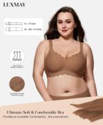 Womens Full Coverage Wire Free Bra - Plus Size Bras with Support and Lift Scalloped Everyday Comfort Bralettes - Image 4