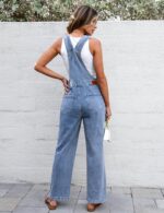 luvamia Jean Overalls for Women Straight Leg Baggy Stretchy Denim Bib Adjustable Strap Casual Overall Jumpsuit Loose Fit - Image 5