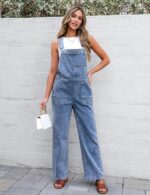luvamia Jean Overalls for Women Straight Leg Baggy Stretchy Denim Bib Adjustable Strap Casual Overall Jumpsuit Loose Fit - Image 8