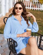 Ekouaer 2 Piece Sets for Women Lounge Sets Button Down Matching Shorts Sets with Pockets Swiss Dot Outfits - Image 5