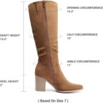 DREAM PAIRS Women's Knee-High Boots, Comfortable Chunky Block Heel Pointed Toe Pull On Side Zipper Suede Slouch Riding Boots - Image 5