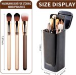 Makeup Brush Holder with Lid Cosmetic Tools Organizer，One Touch for Open, Dustproof Make Up Organizer countertop with Lid for Vanity Bathroom, Black - Image 5