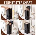 Makeup Brush Holder with Lid Cosmetic Tools Organizer，One Touch for Open, Dustproof Make Up Organizer countertop with Lid for Vanity Bathroom, Black - Image 7