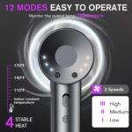 Hair Dryer, 160000 RPM Professional High Speed Ionic Blow Dryer 500 Million Negative Ions & Heat-Control & Low Noise Hairdryer for Faster Drying All Hair Types, No Heat Damage, Travel with Diffuser - Image 8