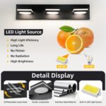 OKELI Bathroom Light Fixtures, Matte Black Vanity Light Modern LED Acrylic Lighting Fixtures, Bathroom Accessories Dimmer Lamps, 3CCT, 22-inch - Image 3