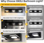 OKELI Bathroom Light Fixtures, Matte Black Vanity Light Modern LED Acrylic Lighting Fixtures, Bathroom Accessories Dimmer Lamps, 3CCT, 22-inch - Image 4