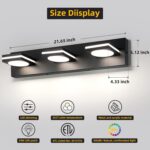 OKELI Bathroom Light Fixtures, Matte Black Vanity Light Modern LED Acrylic Lighting Fixtures, Bathroom Accessories Dimmer Lamps, 3CCT, 22-inch - Image 5