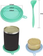 SLSON 2 Pack Pet Food Cover Universal Silicone Cat Dog Can Lids Fit Standard Size with Spoons, Light Blue and Green - Image 3