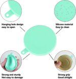 SLSON 2 Pack Pet Food Cover Universal Silicone Cat Dog Can Lids Fit Standard Size with Spoons, Light Blue and Green - Image 4