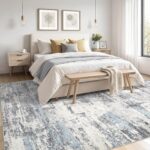 Area Rugs for Living Room: 5x8 Abstract Washable Rug Modern Neutral Large Soft Stain Resistant Non-Slip Backing Machine Table for Bedroom Dining Room Indoor Home Office Carpet - Blue Grey - Image 3