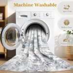 Area Rugs for Living Room: 5x8 Abstract Washable Rug Modern Neutral Large Soft Stain Resistant Non-Slip Backing Machine Table for Bedroom Dining Room Indoor Home Office Carpet - Blue Grey - Image 4