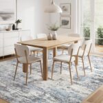 Area Rugs for Living Room: 5x8 Abstract Washable Rug Modern Neutral Large Soft Stain Resistant Non-Slip Backing Machine Table for Bedroom Dining Room Indoor Home Office Carpet - Blue Grey - Image 7