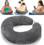 Blulu Gaming Pillow for Lap Support Soft Flannel Working & Crocheting & Reading Pillow for Lap Large Arm Rest & Elbow Support Cushion Sitting on Bed or Sofa, Reduces Arm Pain & Fatigue(Grey) - Image 3