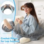 Blulu Gaming Pillow for Lap Support Soft Flannel Working & Crocheting & Reading Pillow for Lap Large Arm Rest & Elbow Support Cushion Sitting on Bed or Sofa, Reduces Arm Pain & Fatigue(Grey) - Image 8