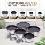 Stainless Steel Mixing Bowls Set of 5, Large Nesting Bowls with Airtight Lids for Food Prep, Cooking, Baking, Salad, and Outdoor Dining (Black, 5 Pcs) - Image 4