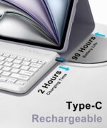 FARYODI Slim Bluetooth Keyboard for iPad Air 13-inch (M2/M3) and Tablet/Smartphone/PC,Detachable Wireless 10.7-inch Keyboard Compatible with iOS,Window,Android,Lightweight Portable&Rechargeable,White - Image 4