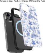 for iPhone 15 Plus Case, Wireless Charging Compatible,Dual-Layer Protection with Stylish Wildflower Design, Soft Silicone + Hard Shell, Cute Chic Phone Cover for Women - Blue Safari Delight - Image 4
