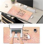 ArtSo Large Gaming Mouse Pad Extended Desk Pad XL Keyboard Mat Long Mousepad Decor Writing Pad 31.5x11.8inch Non Slip Rubber Base with Stitched Edges for Work, Game -Pink Orange Stay Positive - Image 4