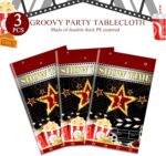 PHOGARY Movie Night Tablecloth for Red Carpet Party Decoration, 3 Pack Plastic Table Cloths, Hollywood Theme Table Cover, 54" x 108 - Image 5