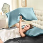 INFIIXSO Mulberry Silk Pillow Cases King Size Set of 2, Silk Pillowcase with Hidden Zipper 20"x36", Extraordinary Smooth and Soft Pillow Case for Hair and Skin(Haze Blue, 2 Pack) - Image 8