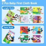 beiens Baby Books 0-6 Months, 2PCS Baby Toys 0-3-6-12-18 Months, Touch Feel Sensory Cloth Crinkle Soft Books, Tummy Time Stroller Infant Newborn Toys, Boy Girl Shower Gifts - Image 3