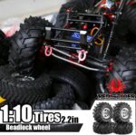 REDSPIDER • Metal 2.2 Beadlock Wheels and Tires 2.2'' Crawler Monster Spike Tire(4pcs) for 1/10 RC Crawler Car TRX4 TRX6 Axial SCX10 90046 SCX10 III AXI03007 Tamiya CC01 D90 D110 (Titanium) - Image 5