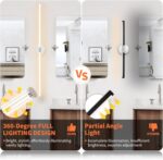 Bathroom Vanity Lights 49 inch Long Bathroom Light Fixtures Over Mirror Hardwired, Dimmable LED 360° Full Lighting Modern Vanity Light Bar Wall Sconce Warm Light for Bedroom Living Room - Chrome - Image 4