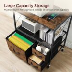 File Cabinet with Charging Station, 3 Drawer Lateral Filing Cabinet for Home Office, Mobile Printer Stand with Open Shelf, Fits A4/Letter Size File, Nonwovens Drawer, Rustic Brown FCHR98E01 - Image 9