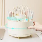 Desk Organizers and Accessories Set with 360-Degree Rotating Pen Holder, Acrylic Stapler, Tape Holder, Staple Remover, Binder/Paper Clips Kit, Scissor and 1 Box of Staples - Image 6