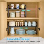 15.5 to 25.5 Inch Kitchen Cabinet Shelf Organizers, Adjustable Kitchen Counter Shelf Organizer, Set of 3 Expandable Countertop Storage Shelves, Stackable Design, 30LBS Heavy Duty, Space Saver - Image 4