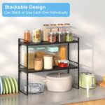 15.5 to 25.5 Inch Kitchen Cabinet Shelf Organizers, Adjustable Kitchen Counter Shelf Organizer, Set of 3 Expandable Countertop Storage Shelves, Stackable Design, 30LBS Heavy Duty, Space Saver - Image 7