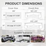 1OO% Waterproof Sectional Couch Covers for Dogs L Shaped Corner Sofa Cover Washable Chenille Sofa Slipcovers Blanket Modern Jacquard Pet Furniture Protector (91"x276", Tan Leaf) - Image 3