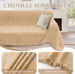 1OO% Waterproof Sectional Couch Covers for Dogs L Shaped Corner Sofa Cover Washable Chenille Sofa Slipcovers Blanket Modern Jacquard Pet Furniture Protector (91"x276", Tan Leaf) - Image 6