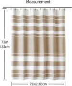 Brown Striped Spa Waffle Shower Curtain,White Shower Curtain Waffle Texture,Solid Waterproof Fabric,Modern Farmhouse Bathroom Decorations,72x72 in - Image 4