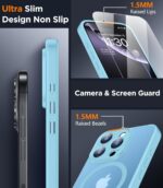 SPIDERCASE Designed for iPhone 16 Pro Case, Magnetic Translucent[2+Tempered Glass Screen Protector] [Camera Protection] Anti-Fingerprint Anti-Scratch for iPhone 16 Pro 6.3”, Light Blue - Image 5