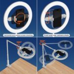 Ring Light with Overhead Phone Mount, 10" Selfie Light with Stand and Phone Holder for Video Recording, Desk Overhead Tripod for Content Creators, TikTok, YouTube, Zoom Meeting, Live Streaming - Image 4