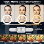 Ring Light with Overhead Phone Mount, 10" Selfie Light with Stand and Phone Holder for Video Recording, Desk Overhead Tripod for Content Creators, TikTok, YouTube, Zoom Meeting, Live Streaming - Image 7