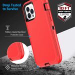 Defense iPhone 12 Case iPhone 12 Pro with Two Screen Protector Tempered Glass 3 Layer Rugged Heavy Duty Cases for iPhone 12/ iPhone Pro 6.1 inch (Red+Black) - Image 5