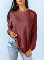 Dokotoo Women's Casual Crew Neck Sweatshirt Loose Soft Long Sleeve Pullover Tops - Image 3