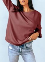 Dokotoo Women's Casual Crew Neck Sweatshirt Loose Soft Long Sleeve Pullover Tops - Image 4