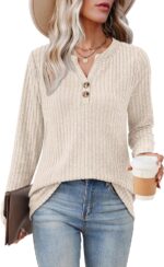 SAMPEEL Womens Sweaters Lightweight Long Sleeve Shirts V Neck Tops with Button Fall Outfits 2025 - Image 4