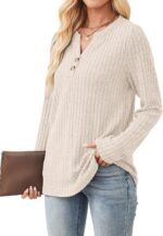 SAMPEEL Womens Sweaters Lightweight Long Sleeve Shirts V Neck Tops with Button Fall Outfits 2025 - Image 5